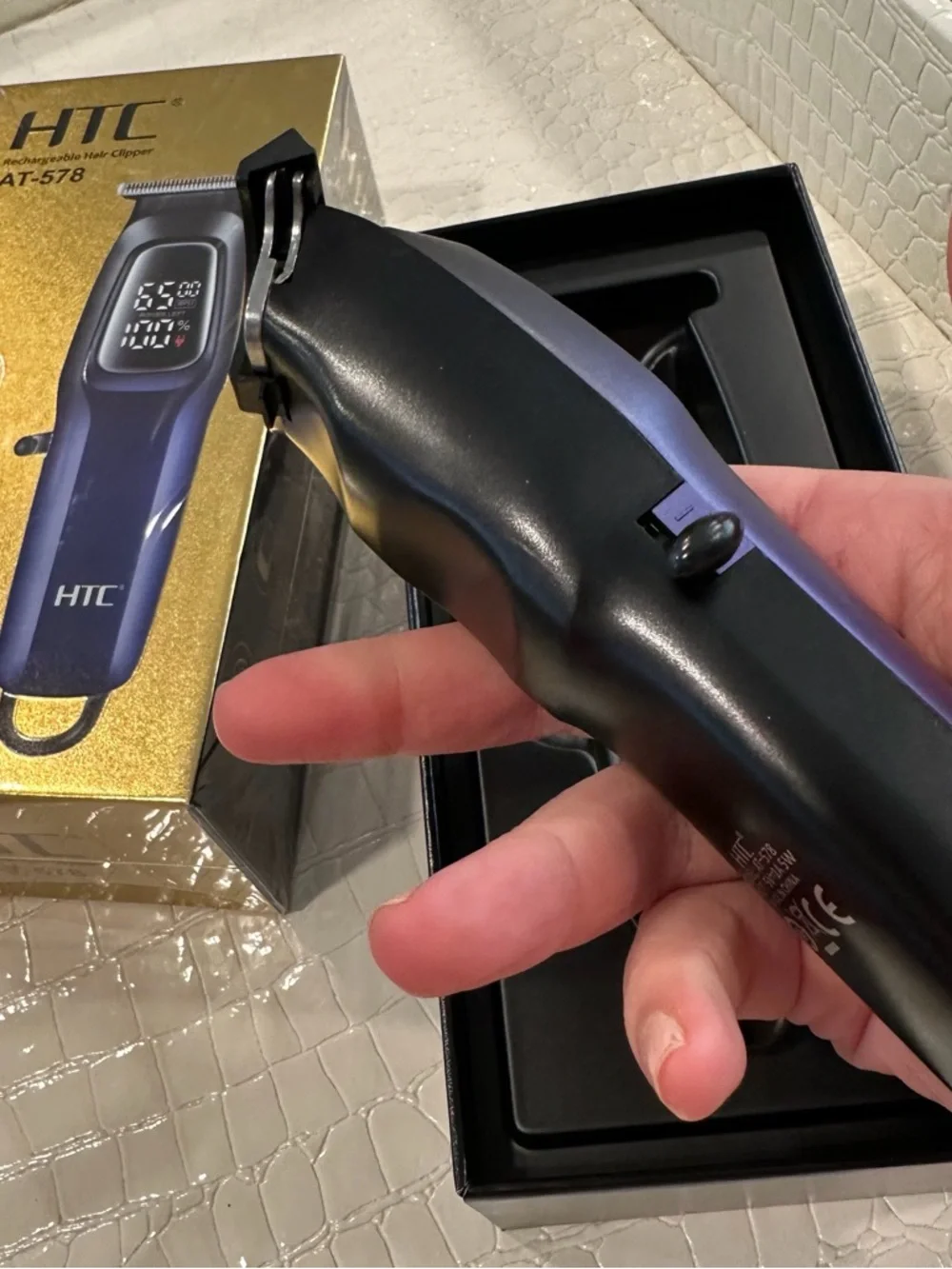Electric Hair Clipper in Blue – Rechargeable Grooming Tool #TF5